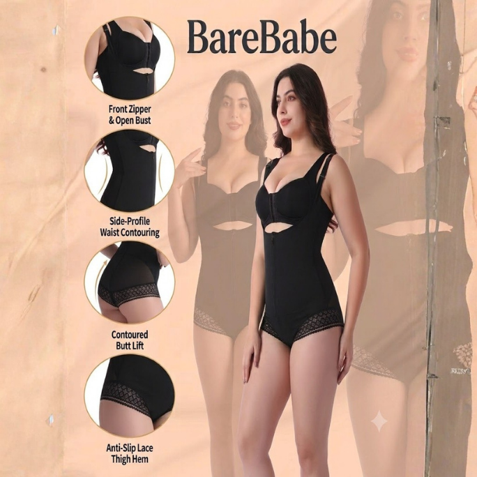 Front Zipper Thong Bodysuit With Lace